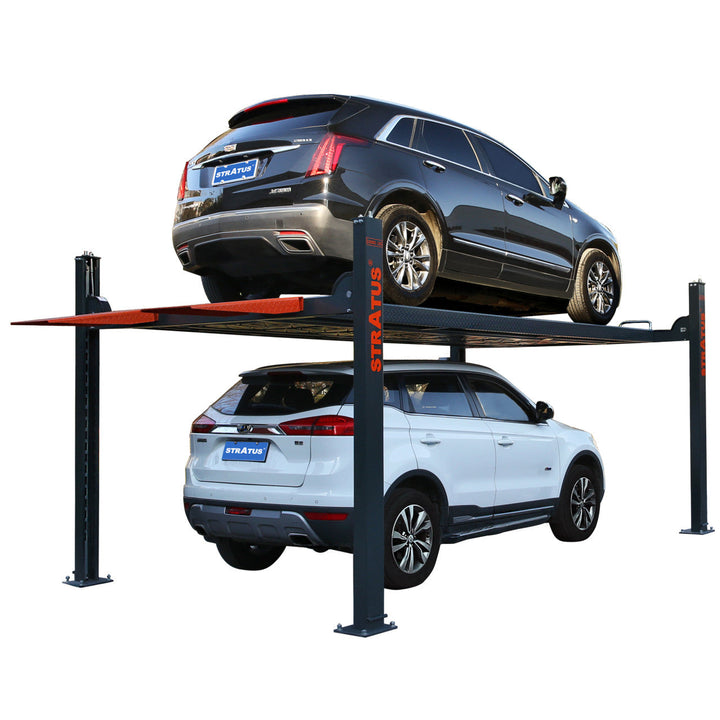 Stratus | 4 Post-Lift 10,000 Lbs Capacity Manual Release Storage Car Lift (Caster Kit Sold Separately) | SAE-P410