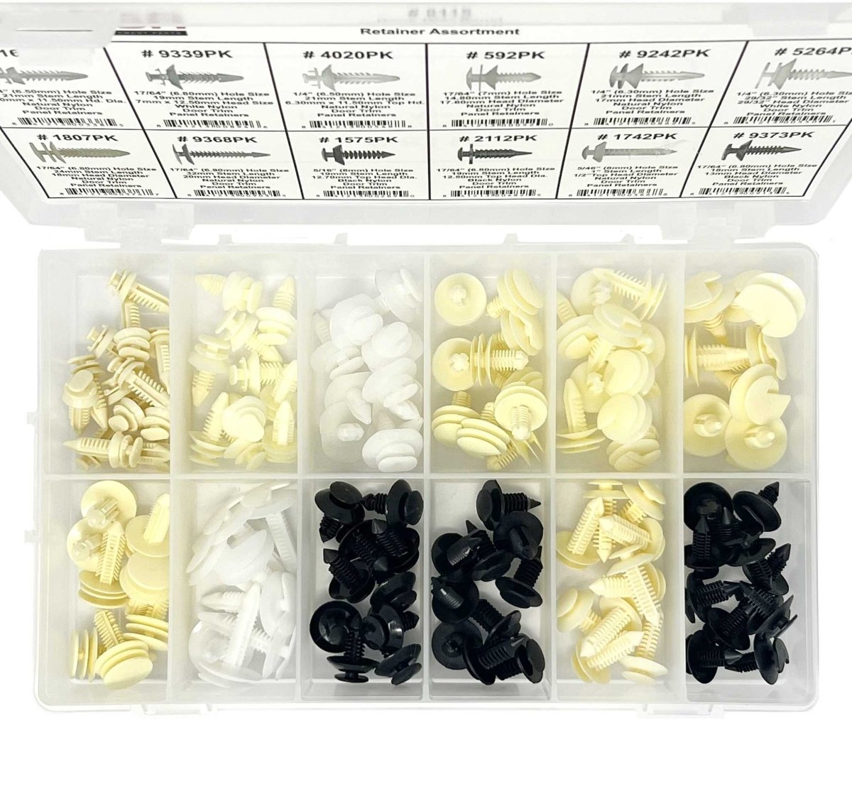 MT-RSR RA-8115 Door Trim Panel Retainer Assortment, GM, Ford, AMC, 12 Sizes
