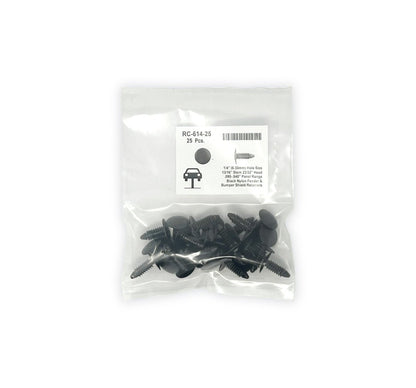 MT-RSR RC-614-25 Black Universal Nylon Shield Retainer, 11/16" Head, 5/16" Stem, 13/16" Length (Pack of 25), GM #1605396