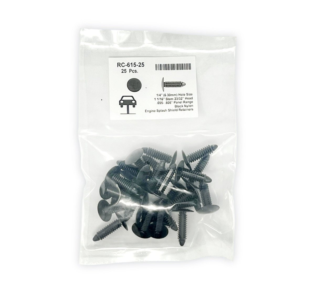 MT-RSR RC-615-25 Universal Nylon Shield Retainer, 11/16" Head, 5/16" Stem, 1-1/16" Length (Pack of 25)