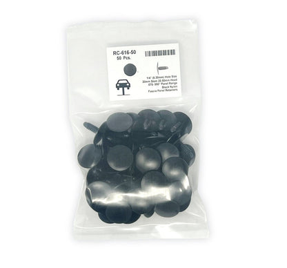 MT-RSR RC-616-50 Black Nylon Fascia Panel Retainer, 25mm Head, 7.5mm Stem, 20mm Length (Pack of 50), Chrysler #6501067