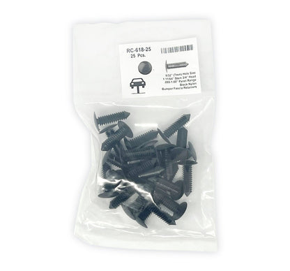MT-RSR RC-618-25 Black Nylon Shield Retainers, 9/32" Hole, 11/64" Stem Length (Pack of 25)