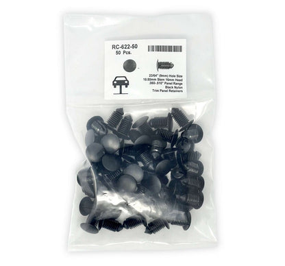 MT-RSR RC-622-50 Universal Nylon Trim Panel Retainer, 5/8" Head, 3/8" Stem, 3/4" Length (Ford # N807721-S, Pack of 50)