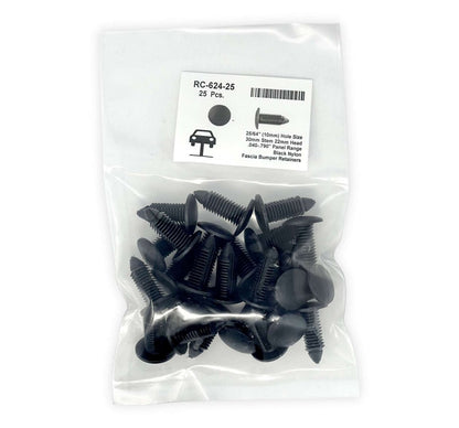 MT-RSR RC-624-25 Universal Nylon Fascia Bumper Retainer, 22mm Head, 11mm Stem, 28mm Length, Ford # N804379S (Pack of 25)