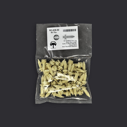 MT-RSR RC-638-50 Nylon Door Panel Retainer Clip, 6.5mm Hole, 21mm Stem (50 Pack)