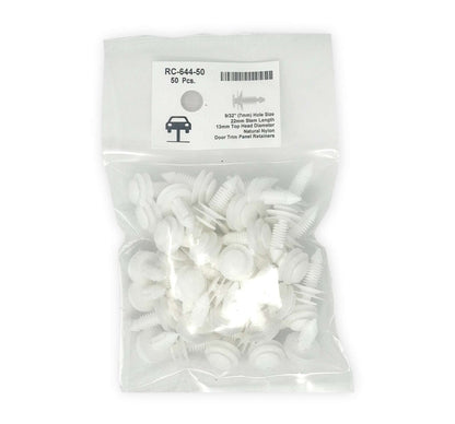 MT-RSR RC-644-50 Nylon Door Panel Retainer, 7mm Hole, 22mm Stem (Pack of 50)