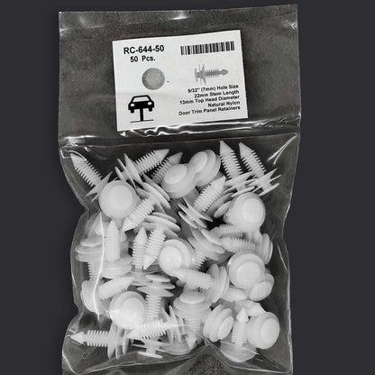 MT-RSR RC-644-50 Nylon Door Panel Retainer, 7mm Hole, 22mm Stem (Pack of 50)