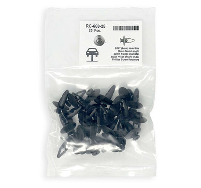 MT-RSR RC-668-25 Black Nylon Blind Rivet, 20mm Head, 18mm Stem, Fits 8mm Hole (25-Pack)