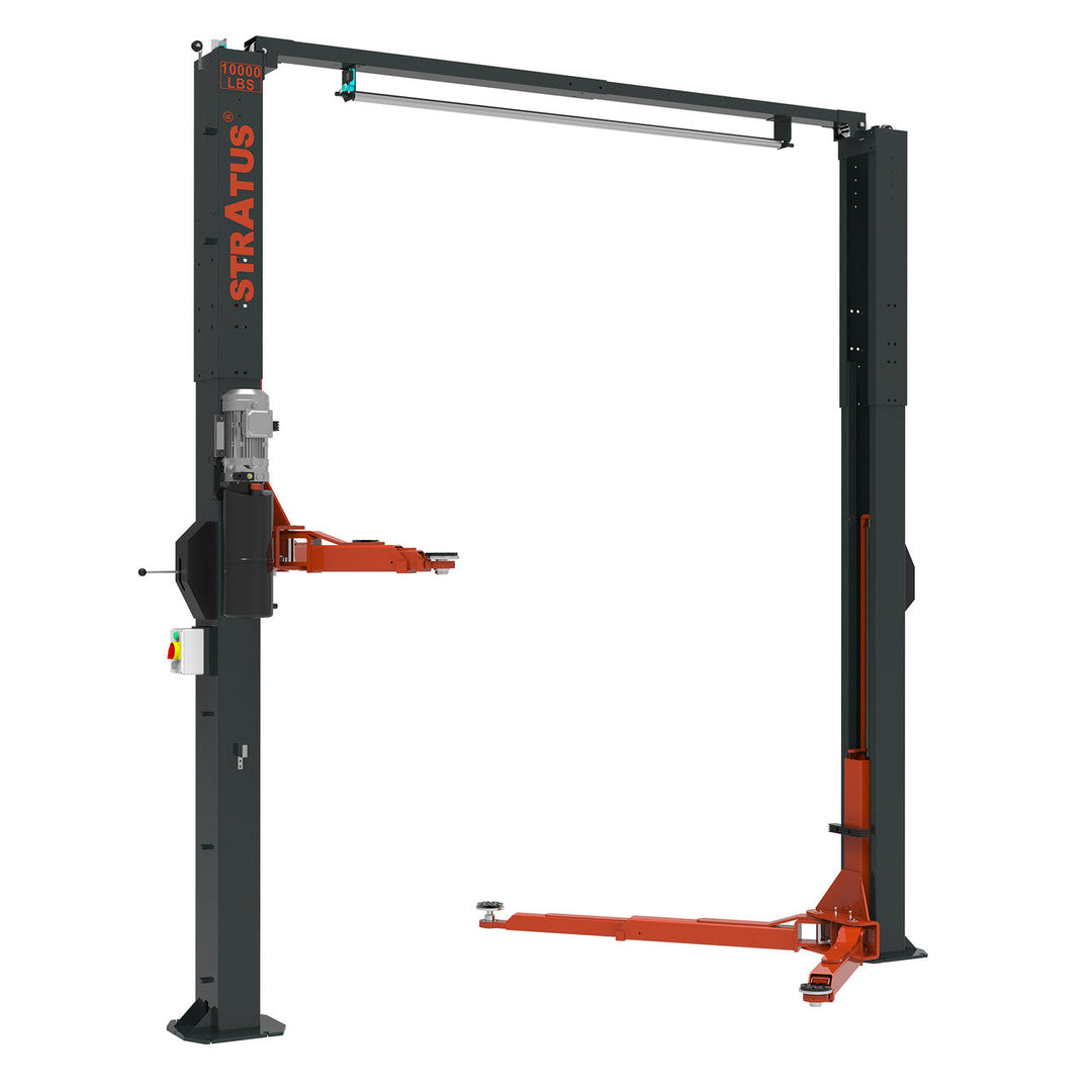 Stratus | 2 Post Clear Floor Vehicle Lift | 10,000 lbs Capacity | Single Point Manual Release | SAE-C10A