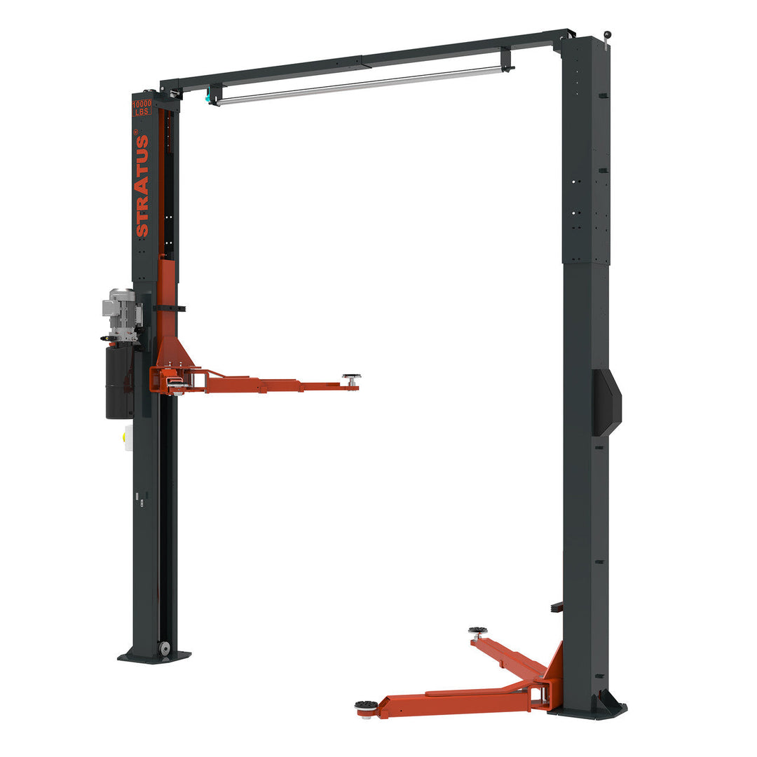 Stratus | 2 Post Clear Floor Vehicle Lift | 10,000 lbs Capacity | Single Point Manual Release | SAE-C10A