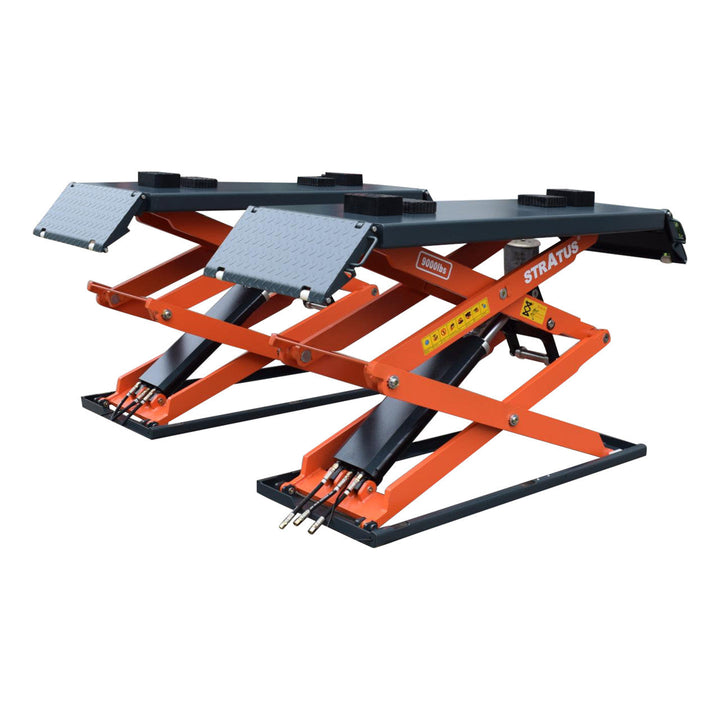 Stratus | Commercial Grade On-Ground or In-Ground Mount Low Profile Full Rise Scissor Car Lift | SAE-UT9000