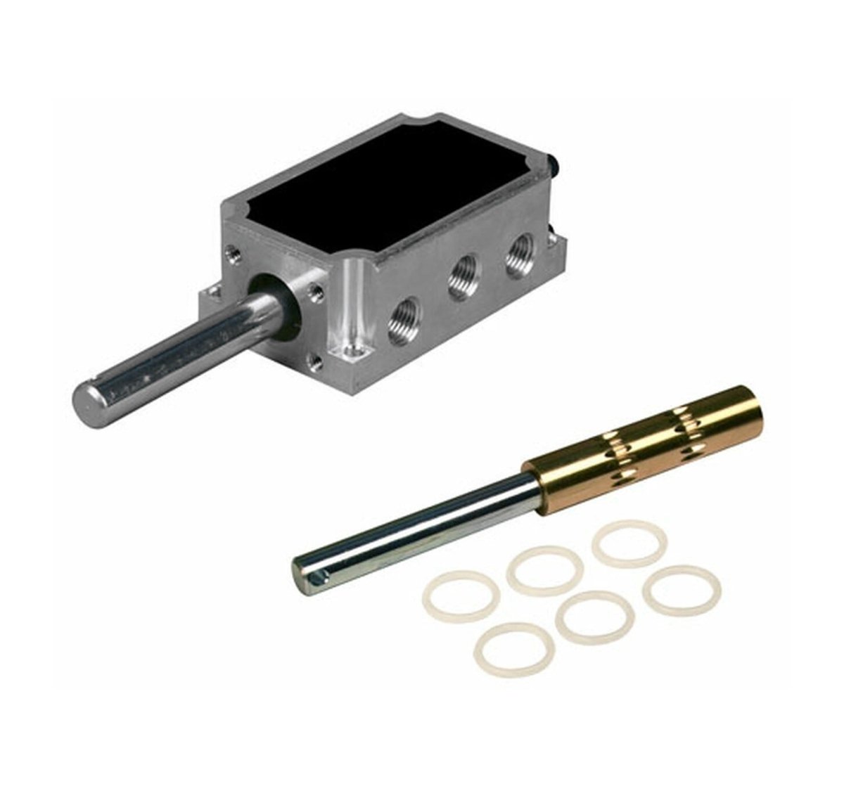 MT-RSR SPOOL986 internal spool with Coats valve body and sealing rings on white background