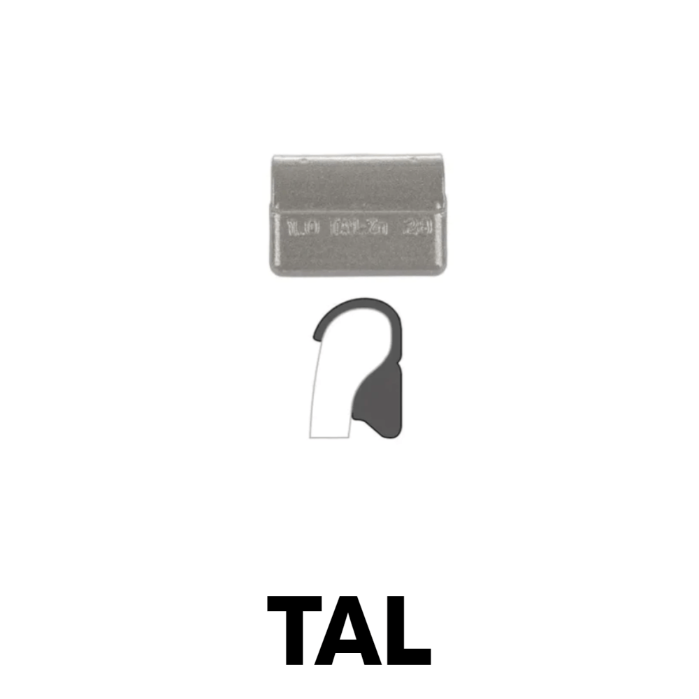 MT-RSR WW-Z-TAL-100 Zinc Clip-On Wheel Weights, TAL Profile, 1 oz, Heavy Duty (Box of 25)