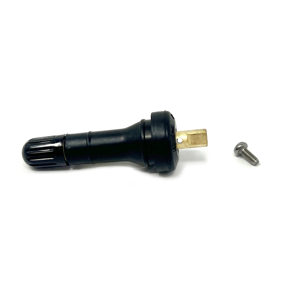 Wegmann Automotive WG-U2 TPMS valve with included metal screw shown on white background.