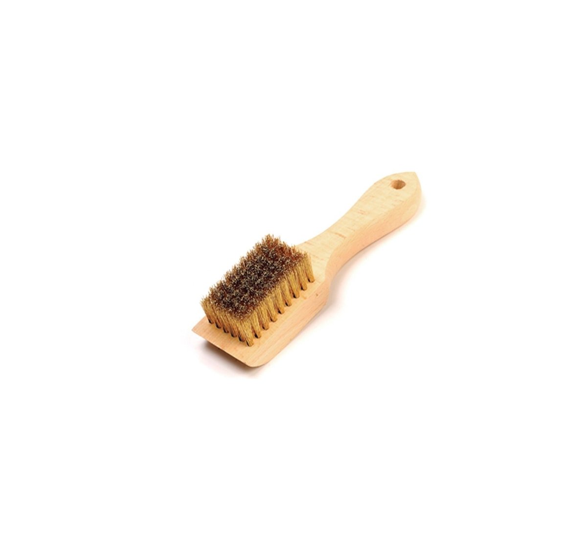 XTRA SEAL small brass tire cleaning brush with wooden handle shown on white background.