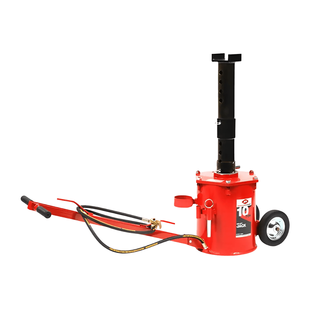 Red AFF 10 ton air lift jack pair with sturdy hydraulic design