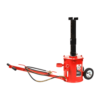 Red AFF 10 ton air lift jack pair with sturdy hydraulic design