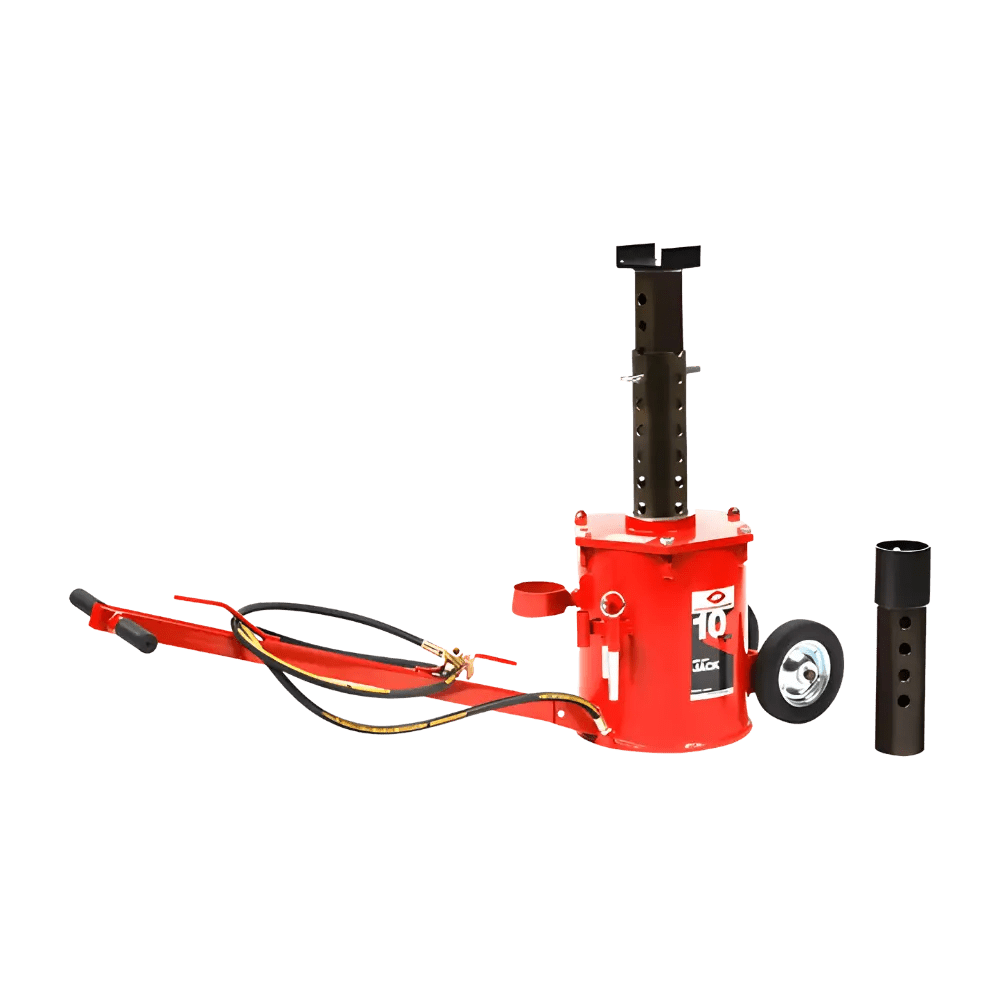 Red AFF 10 ton air lift jack pair with sturdy hydraulic design