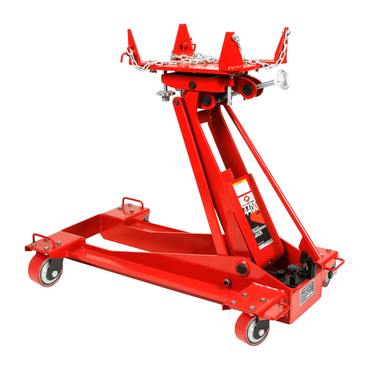 AFF 3180A transmission jack in raised position with adjustable saddle