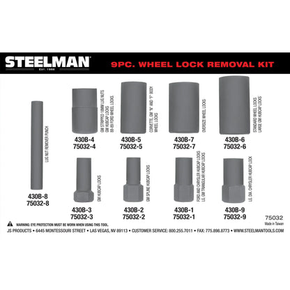 STEELMAN JS-75032 9 Piece Hubcap + Wheel Lock Removal Kit