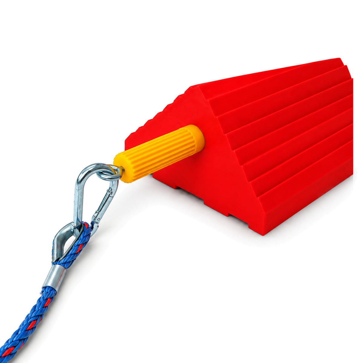 AME 15366 – Wheel Chock, Rubber – Orange, With Handle & Eye Bolt