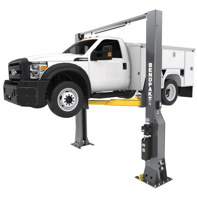 BendPak 20AP clearfloor two-post lift in commercial shop