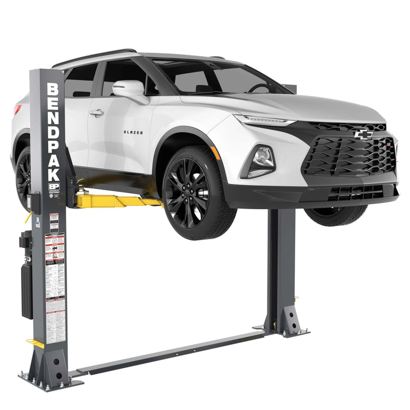 BendPak 9APF open-top two-post lift with SUV in professional shop