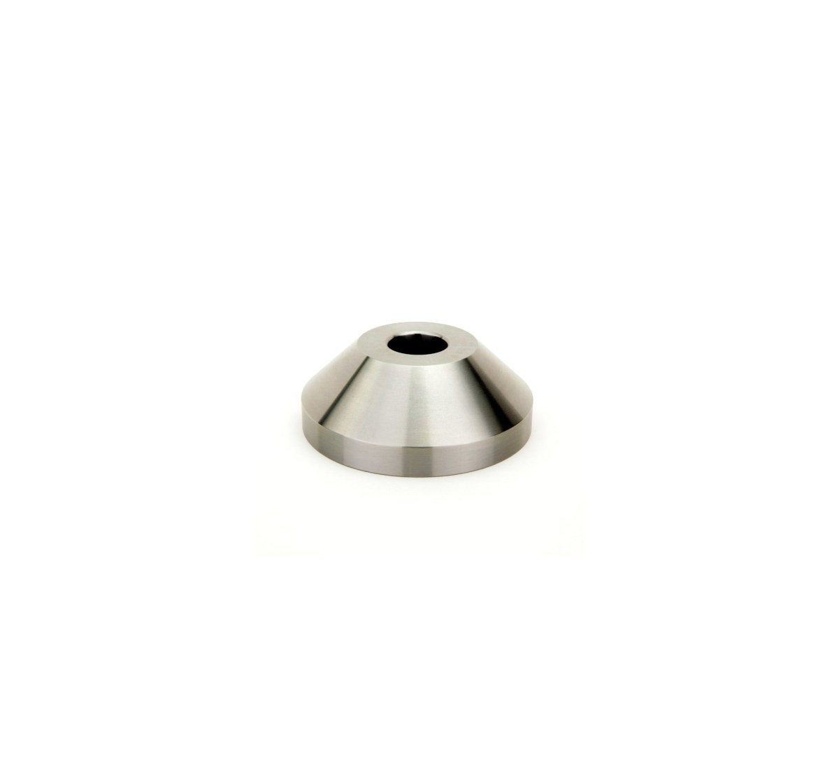 Conical centering cone with a central bore, angled view