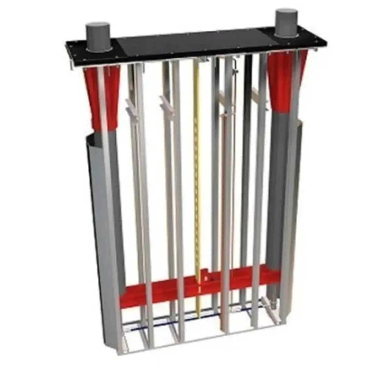 Challenger Lifts EV1020CK-QC inground lift frame assembly showing dual piston housings, internal structural bracing, and hydraulic system layout for durable in-ground operation