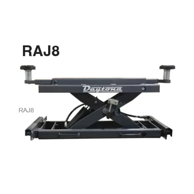 Daytona RAJ8 alignment rack jack with extended pad arms over a scissor base