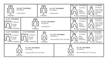 MT-RSR 90-45-351 Caster/Camber Shim Assortment Kit, 350-Piece for Passenger & Light Trucks