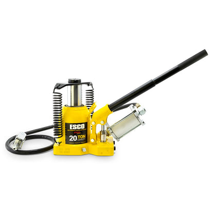 ESCO 10382 air hydraulic bottle jack with two-piece manual handle installed