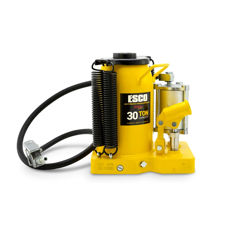 ESCO 10383 Pro Series 30 ton air hydraulic bottle jack with air hose and push-button trigger