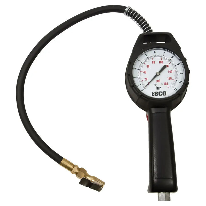 ESCO | 10960 Dial Gauge Tire Inflator | 20" Hose (174 PSI / Clip-on)