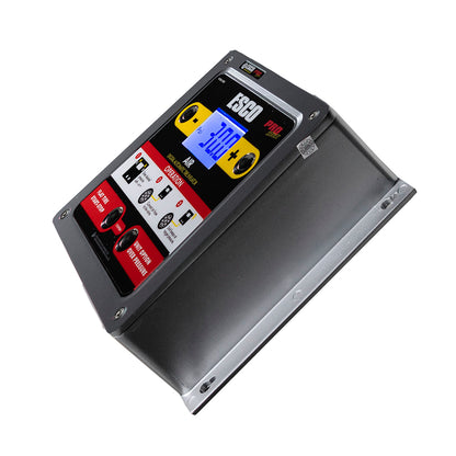 ESCO 10965 tire inflator die-cast aluminum housing shown from the side with the display lit