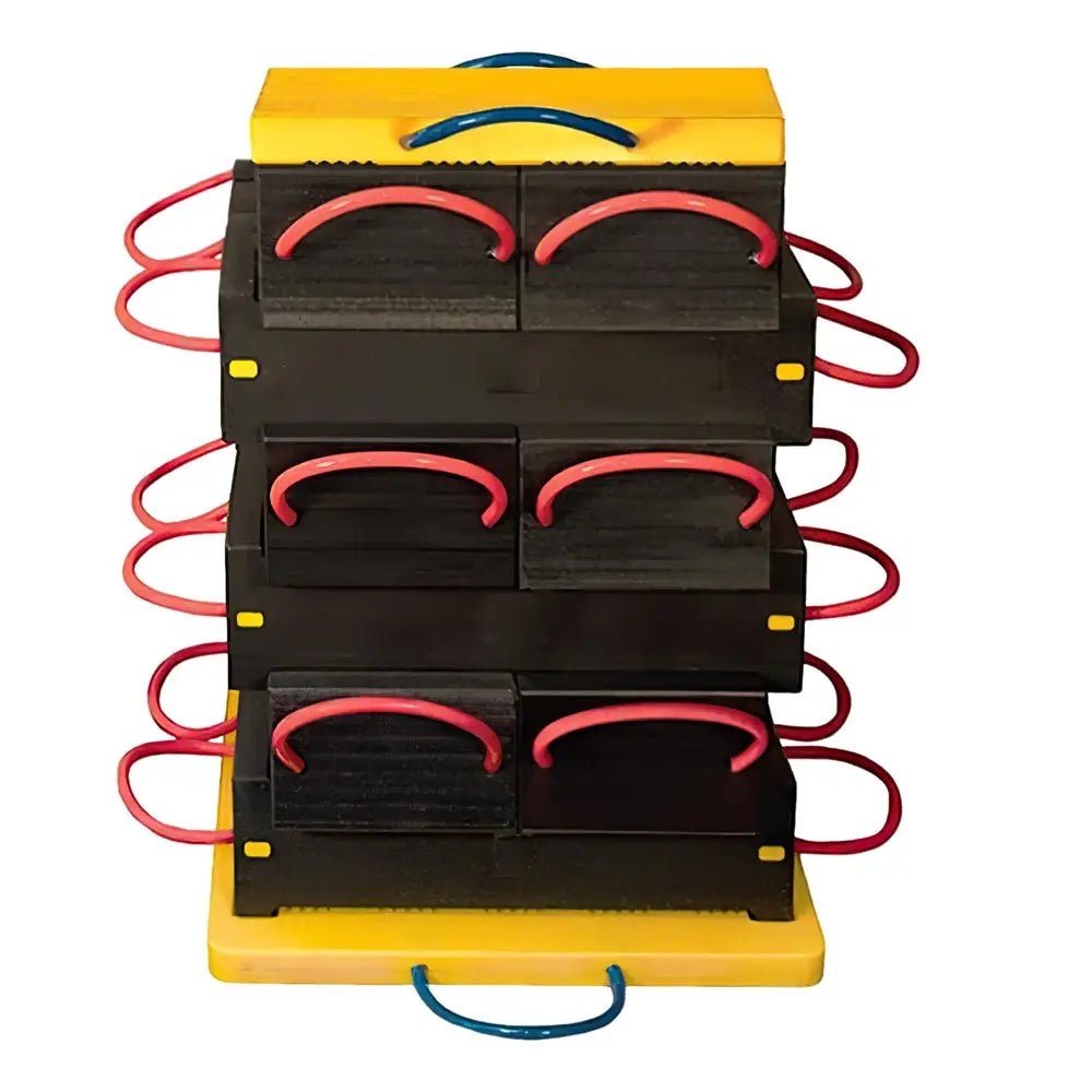 ESCO cribbing system with 12 blocks and stability plates for heavy-duty lifting support
