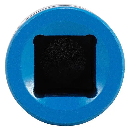 AFF 40080 square drive opening close up inside blue head on white background.