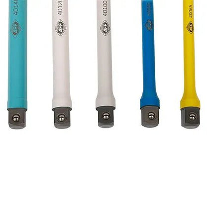 AMERICAN FORGE & FOUNDRY AFF-40012 side view lineup of torque extensions with color bands and drive ends visible.