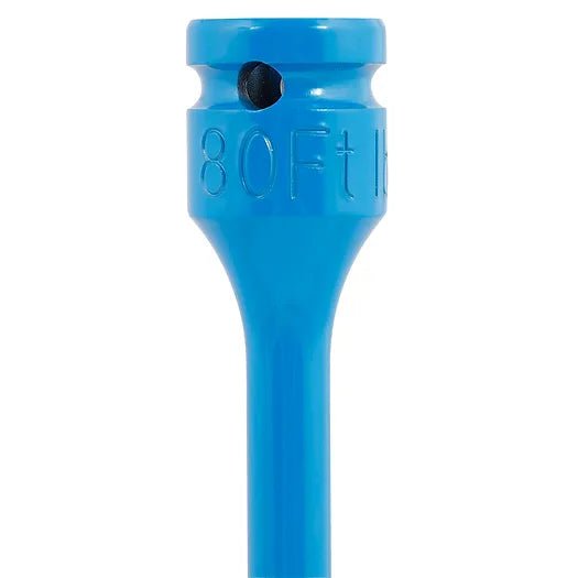 AFF 40080 close view of socket end with 80 ft lb marking on blue body.