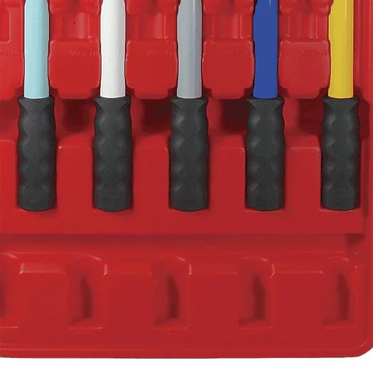 AMERICAN FORGE & FOUNDRY AFF-42005 case tray showing five torque wrench handles with textured grips.