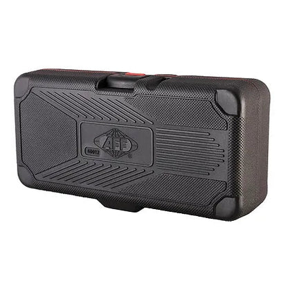 AMERICAN FORGE & FOUNDRY AFF-40012 black textured carry case closed on white background.