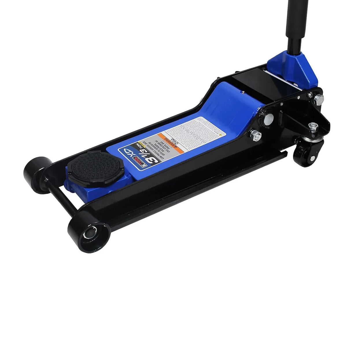 K-Tool XD63133 3.33 ton low profile service jack with rubber saddle pad and 50 in pump handle