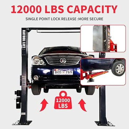 Katool KT-AM120SD - 2-Post Car Lift (12,000 lb, Asymmetric Arms)