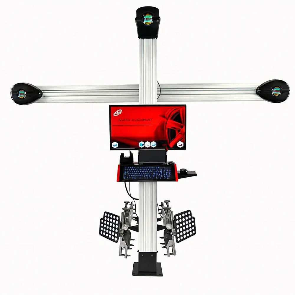 Katool KT-AV6 3D wheel alignment machine with mobile cart, dual cameras, and 30-inch display screen