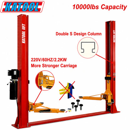 Katool KT-H100 - 2-Post Car Lift (10,000 lb, Floorplate)