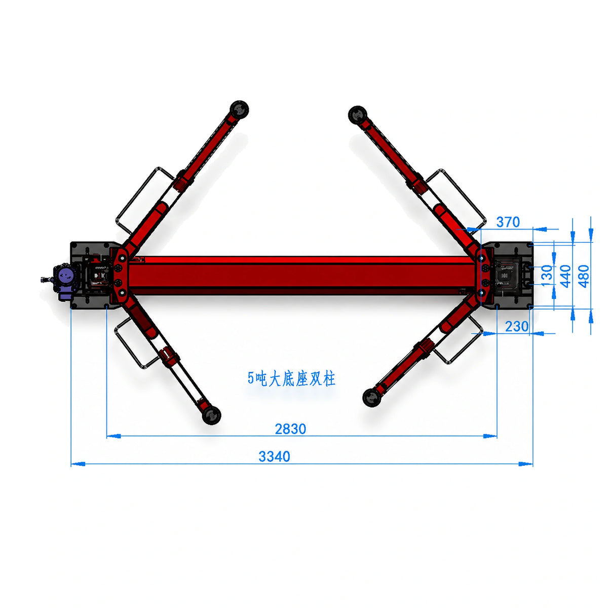Katool KT-H120D - 2-Post Car Lift (12,000 lb, Floorplate)