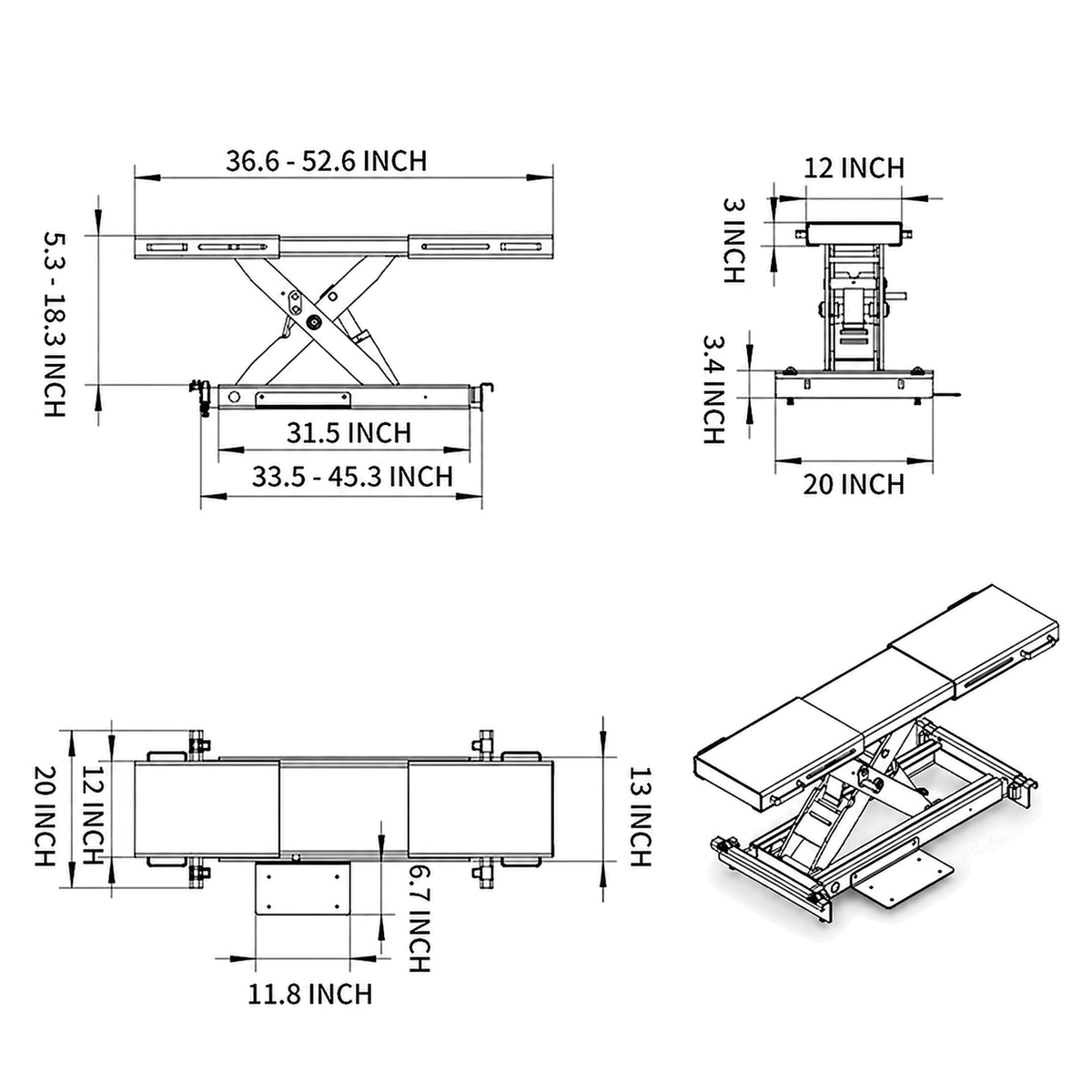 Katool KT-RJ50 - 5,000 lb Rolling Jack for Four-Post Lifts