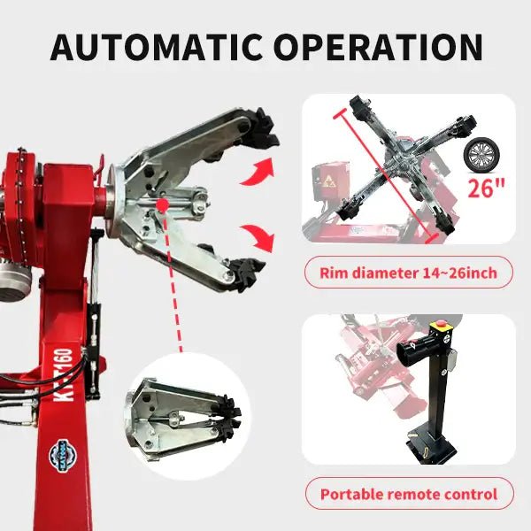 KT-T160 tire changer machine Multifix automatic clamping system adjusting to different rim sizes