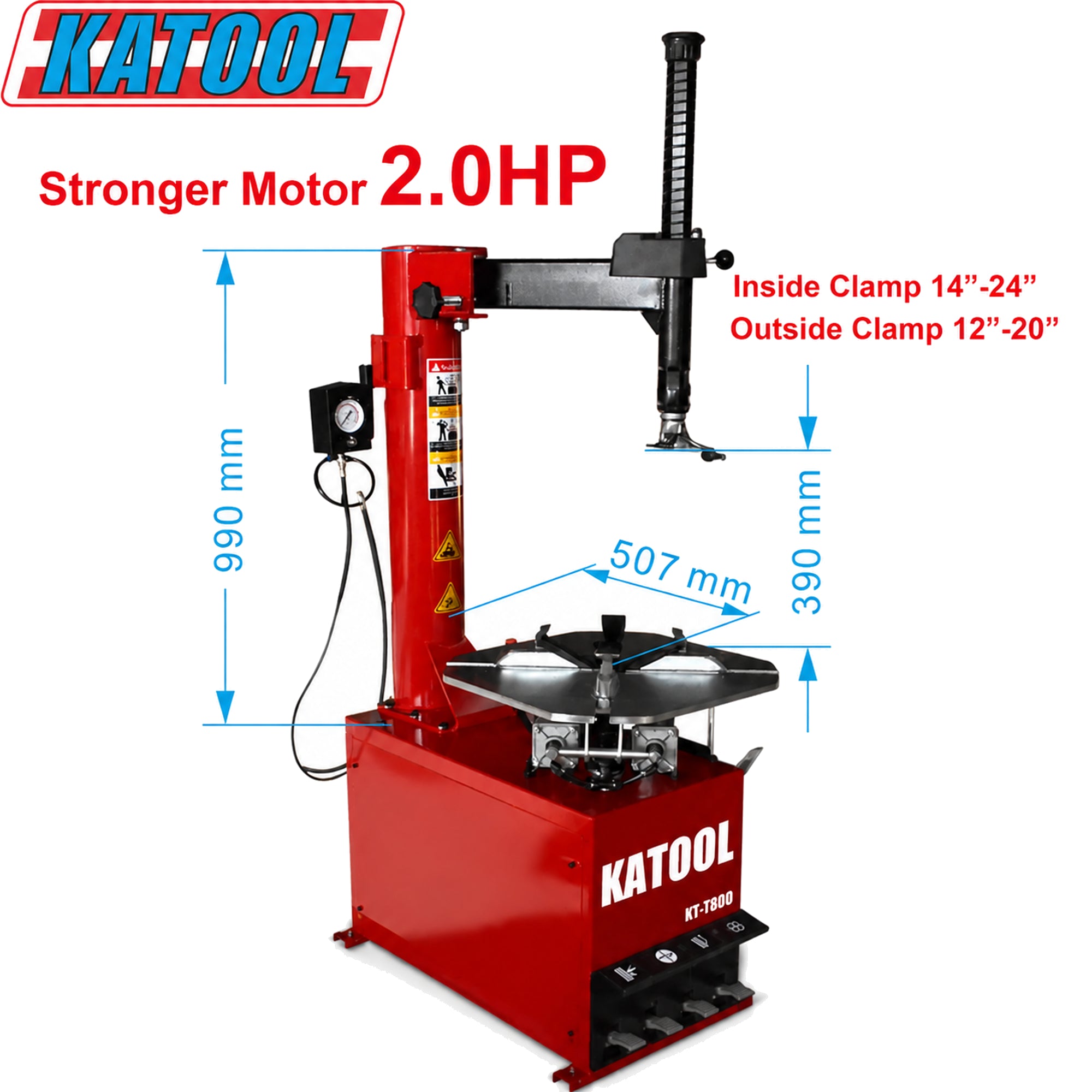 Katool KT-T800 - Rim Clamp Tire Changer (2 HP, 110V)