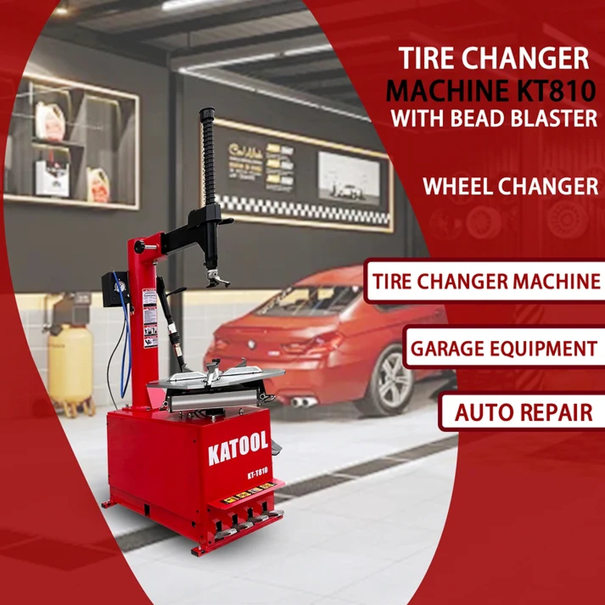 Katool KT-T810 - Tire Changer (Swing-Arm, Bead Blaster)